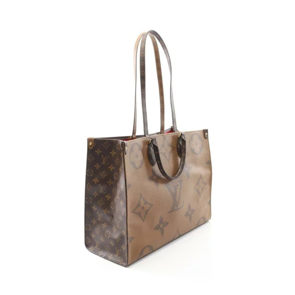 Louis Vuitton Brown Tote OnTheGo Giant Monogram Reverse Canvas Bag Beige